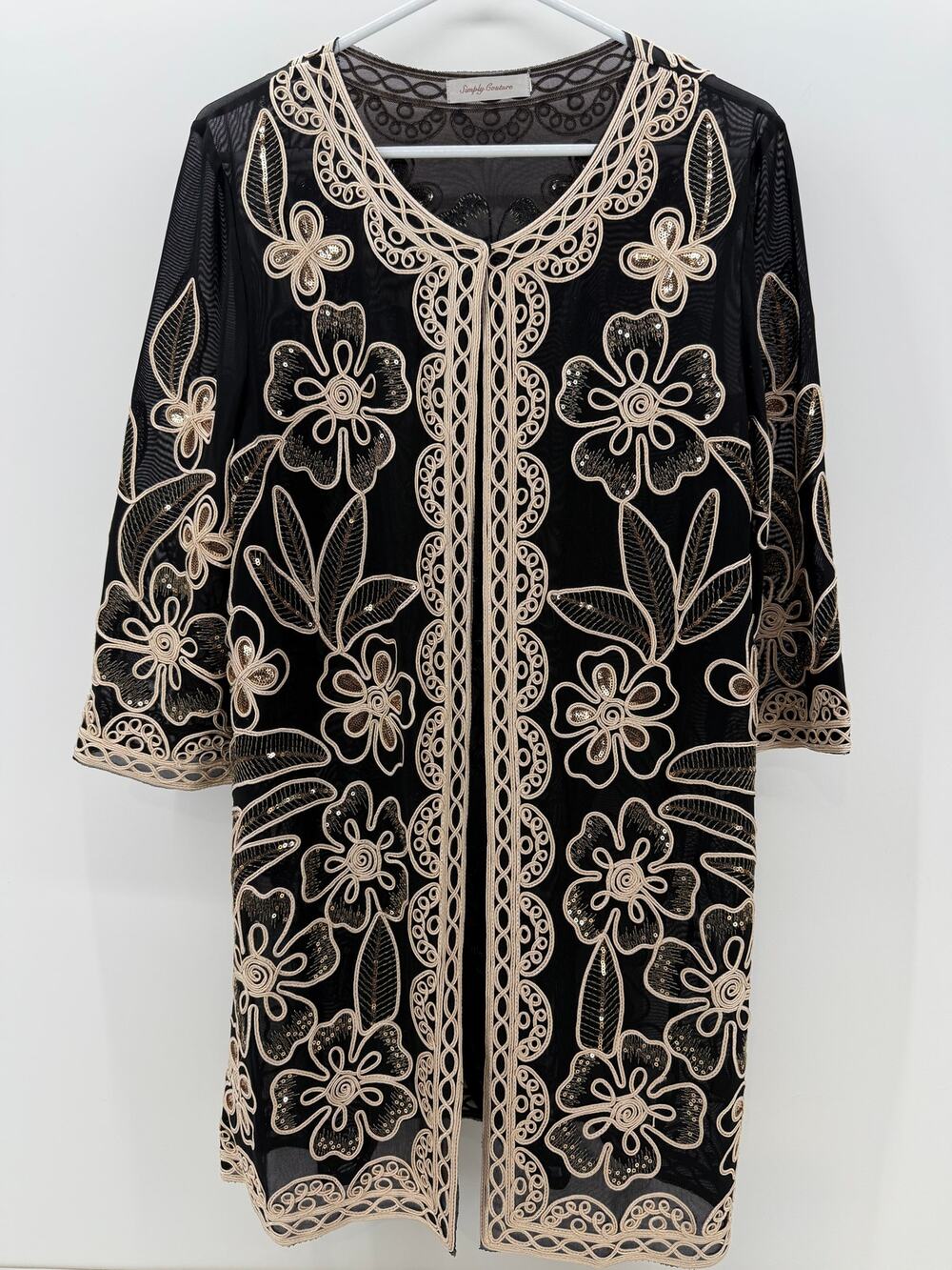 Simply Couture Embroidered Sheer Black & Cream Top